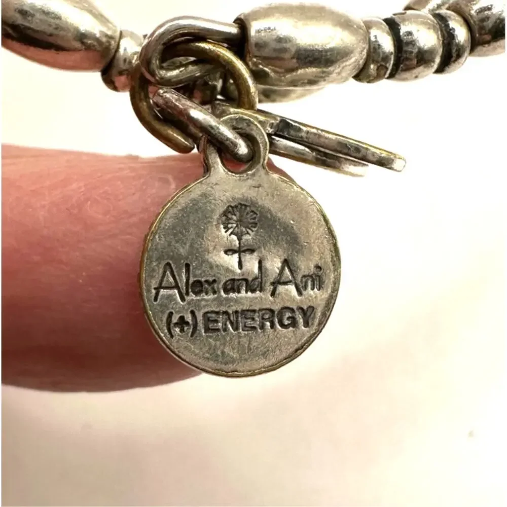 Alex & Ani LOVE Spellout Script Vintage 66 Adjustable Bracelet Silvertone